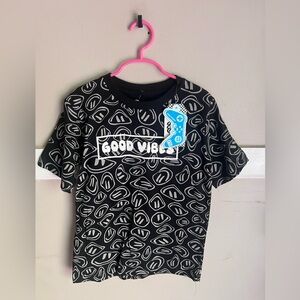Kids' Black 'Good Vibes' Short Sleeve Graphic Tee